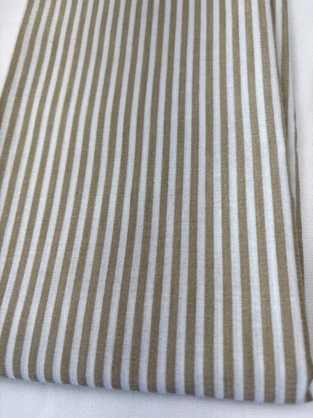 Striped Beige & White Cotton Fabric 19